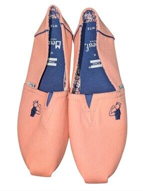 TOMS x Meuf Paris Rosie the Riveter Slip On Flats Salmon Pink Womens 7.5 Rare